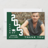 モダンシンプルミニマリスト白緑卒業 サンキューカード (正面)