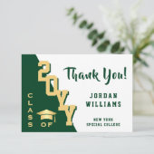 モダンシンプルミニマリスト黄金グリーン卒業 サンキューカード (スタンド正面)