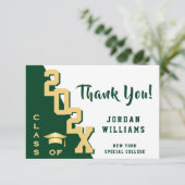 モダンシンプルミニマリスト黄金グリーン卒業 サンキューカード (スタンド正面)