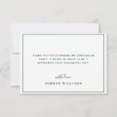 モダンシンプルミニマリスト黄金グリーン卒業 サンキューカード (裏面)