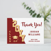 モダンシンプルミニマリスト黄金赤卒業 サンキューカード (スタンド正面)