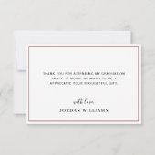 モダンシンプルミニマリスト黄金赤卒業 サンキューカード (裏面)