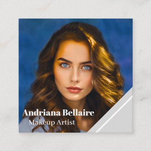 モダンシンプルミニマルなメイクアップアーティスト スクエア名刺 (正面)