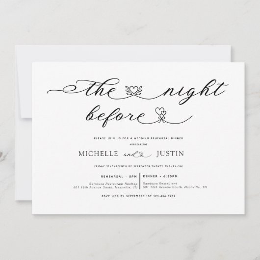 モダンシンプルミニマルなリハーサル 招待状 (正面)