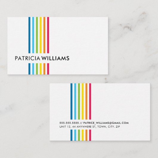 モダンシンプルミニマルカラフルストライプレインボー 名刺 (正面/裏面)