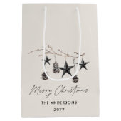 モダンシンプルミニマルクリスマスエレガント ミディアムペーパーバッグ (裏面)