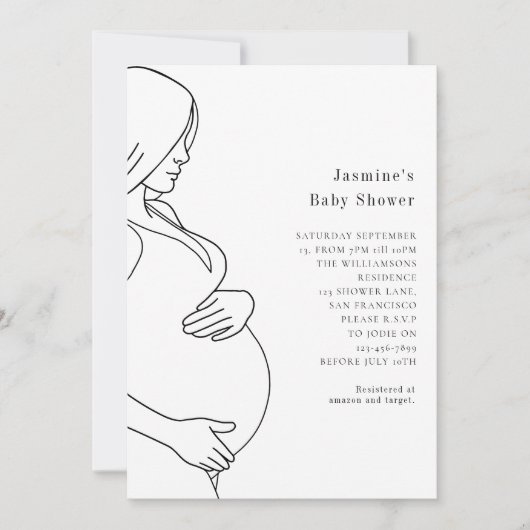 モダンシンプルミニマルスタイリッシュシャワー 招待状 (正面)