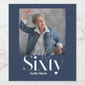 モダンシンプルミニマルネイビー・ブルー60歳の誕生日 ワインラベル (シングルラベル)