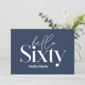 モダンシンプルミニマルネイビー・ブルー60歳の誕生日 招待状 (スタンド正面)