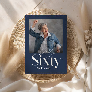 モダンシンプルミニマルネイビー・ブルー60歳の誕生日 招待状