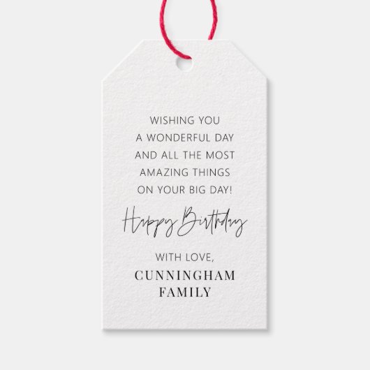 モダンシンプルミニマルハッピーバースデー ギフトタグ (正面)