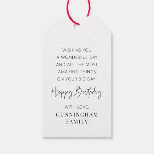 モダンシンプルミニマルハッピーバースデー ギフトタグ (裏面)