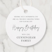 モダンシンプルミニマルハッピーバースデー フェイバータグ (正面)