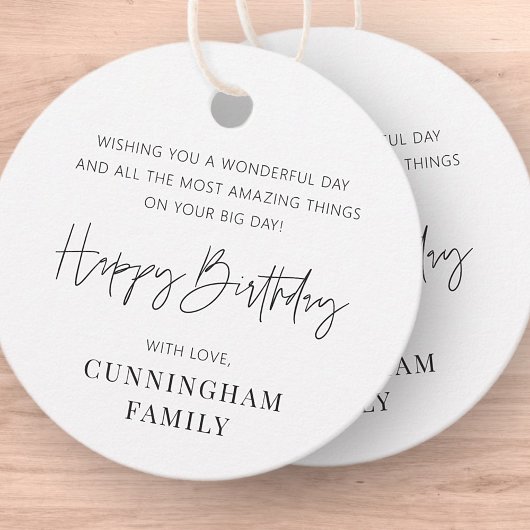 モダンシンプルミニマルハッピーバースデー フェイバータグ