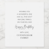 モダンシンプルミニマルハッピーバースデー ワインラベル (シングルラベル)