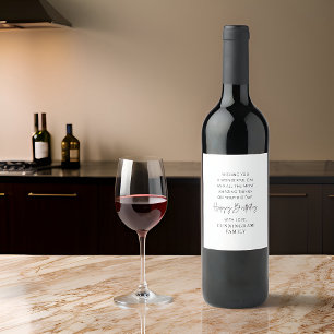 モダンシンプルミニマルハッピーバースデー ワインラベル