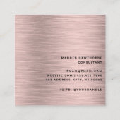 モダンシンプルミニマルバラフェイク金ゴールドブラッシュド金属 スクエア名刺 (裏面)