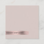 モダンシンプルミニマルバラフェイク金ゴールドブラッシュド金属 スクエア名刺 (正面)