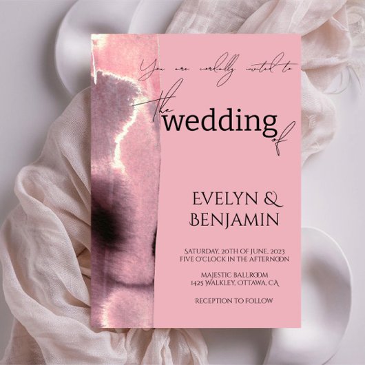 モダンシンプルミニマルバラ結婚ズ 招待状