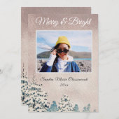 モダンシンプルミニマルバラ金ゴールドクリスマスフォト 案内状 (正面/裏面)