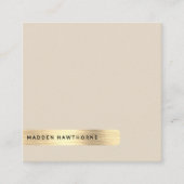 モダンシンプルミニマルフェイク金ゴールドブラッシュド金属 スクエア名刺 (正面)