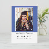 モダンシンプルミニマルブルーホワイト卒業 案内状 (スタンド正面)