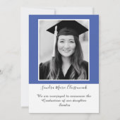 モダンシンプルミニマルブルーホワイト卒業 案内状 (裏面)