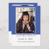 モダンシンプルミニマルブルーホワイト卒業 案内状 (正面/裏面)