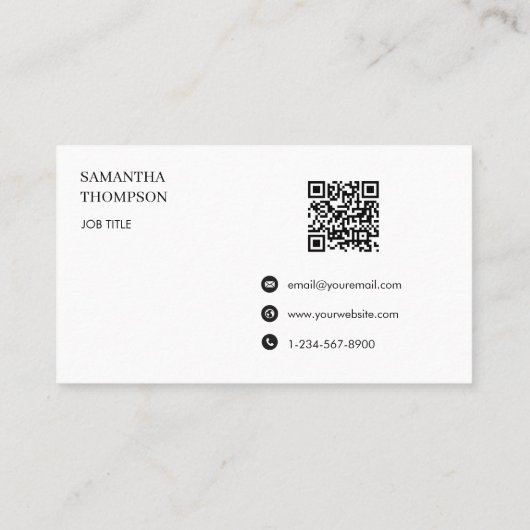 モダンシンプルミニマルプロフェッショナルQRコード 名刺 (裏面)