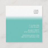 モダンシンプルミニマルユニーク主義クリーンミントホワイト スクエア名刺 (裏面)