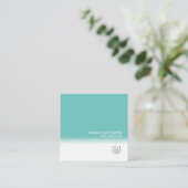 モダンシンプルミニマルユニーク主義クリーンミントホワイト スクエア名刺 (スタンド正面)