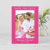モダンシンプルミニマル写真ホットピンク セーブザデート (スタンド正面)