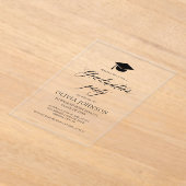 モダンシンプルミニマル写真卒業パーティー アクリル招待状 (レイダウン)