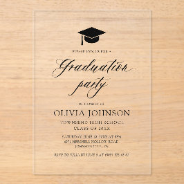 モダンシンプルミニマル写真卒業パーティー アクリル招待状