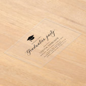 モダンシンプルミニマル写真卒業パーティー アクリル招待状 (レイダウン)