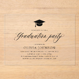 モダンシンプルミニマル写真卒業パーティー アクリル招待状