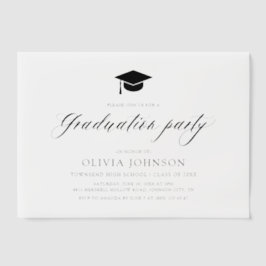 モダンシンプルミニマル写真卒業パーティー ベラム紙招待状