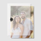 モダンシンプルミニマル写真卒業パーティー ベラム紙招待状 (オフセット (カップル))