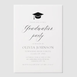 モダンシンプルミニマル写真卒業パーティー ベラム紙招待状