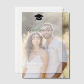 モダンシンプルミニマル写真卒業パーティー ベラム紙招待状 (オフセット (カップル))