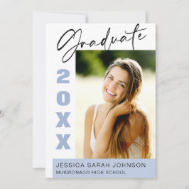 モダンシンプルミニマル写真卒業パーティー 招待状