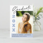 モダンシンプルミニマル写真卒業パーティー 招待状 (スタンド正面)