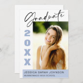 モダンシンプルミニマル写真卒業パーティー 招待状 (正面/裏面)