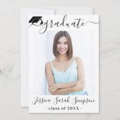 モダンシンプルミニマル写真卒業パーティー 招待状 (正面)