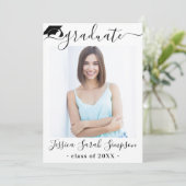 モダンシンプルミニマル写真卒業パーティー 招待状 (スタンド正面)