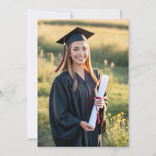 モダンシンプルミニマル写真卒業パーティー 招待状 (裏面)