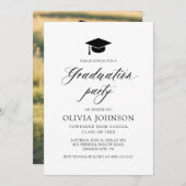 モダンシンプルミニマル写真卒業パーティー 招待状 (正面/裏面)