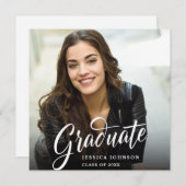 モダンシンプルミニマル写真卒業パーティー 招待状 (正面/裏面)