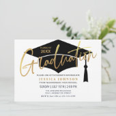 モダンシンプルミニマル写真卒業パーティー 招待状 (スタンド正面)