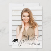 モダンシンプルミニマル写真卒業パーティー 招待状 (正面)